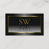 Luxe Black White Gradient Gold Lijst Monogram Visitekaartje (Voorkant)