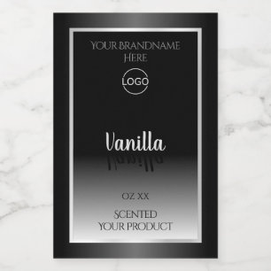 Luxe Black White Product Label Silver Lijst Logo Voedselcontainer Etiket