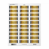 Luxe Black & White Stripes with Gold Accent Label (Full Sheet)