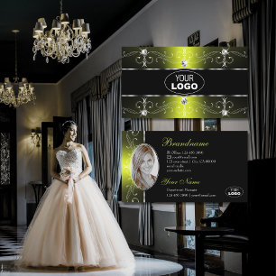 Luxe Black Yellow Borders Logo Foto Visitekaartje