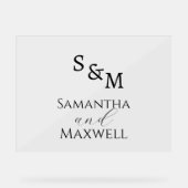 Luxe BlackWedding Monogram Acryl Bord (Voorkant)