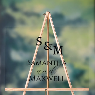 Luxe BlackWedding Monogram Acryl Bord