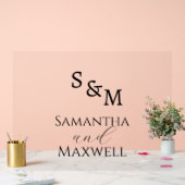 Luxe BlackWedding Monogram Acryl Bord (Huwelijk)