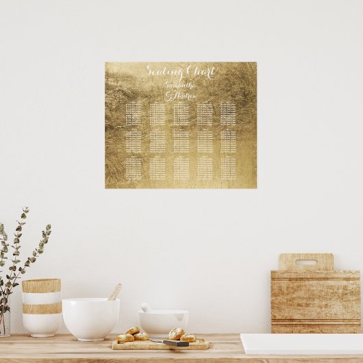 Luxe bladtafel met goudblad poster (Keuken)