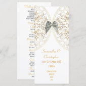 Luxe blanc dentelle damask église programme de mar (Devant / Derrière)