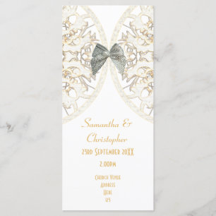 Luxe blanc dentelle damask église programme de mar