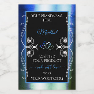 Luxe Blauw Blauwgroen Zwart Product Labels Voedselcontainer Etiket