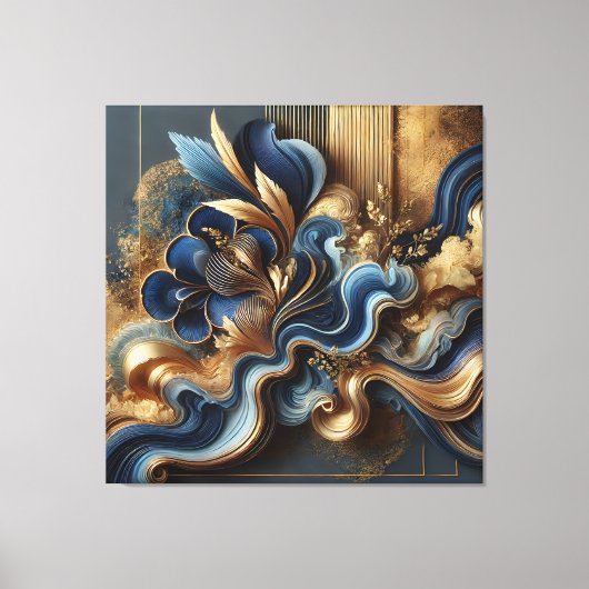 Luxe blauw en goud Abstract doek | moderne muur Canvas Afdruk (Voorkant)