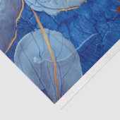 Luxe Blauw en Goud Bloemen Decoupage Tissuepapier (Detail)