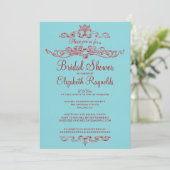 Luxe blauw en Rode Bridal Shower-uitnodigingen Kaart (Staand voorkant)