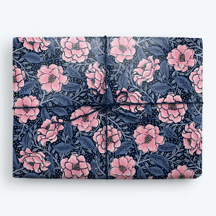 Luxe Blauw en Roze Camellia Yours Echt Bloemen Cadeaupapier