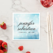 Luxe Blauw glitter bokeh BRUILOFT MONOGRAM Servet (Insitu)