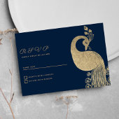 Luxe blauw goud koninklijke pauw elegante RSVP Kaart