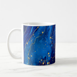 Luxe Blauw Goud Marmeren Textuur Koffiemok