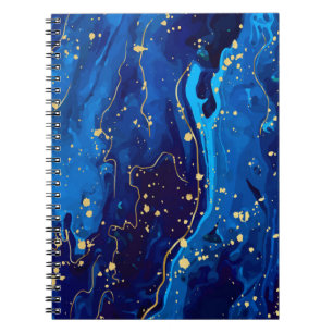 Luxe Blauw Goud Marmeren Textuur Notitieboek