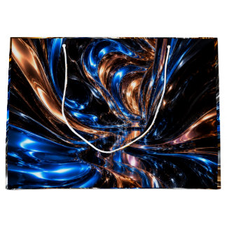 Luxe Blauw Goud Zilver Metaalglans Werveling Groot Cadeauzakje