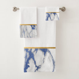 LUXE BLAUW WITTE GOUD BATHROOM TOWEL SET BAD HANDDOEK
