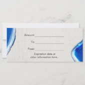 Luxe blauwe agaat stenen moderne cadeaubonnen (Achterkant)