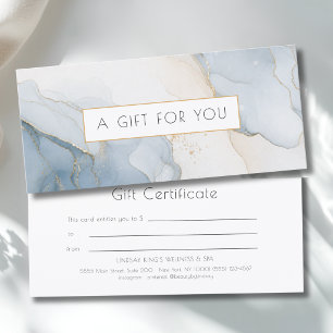 Luxe blauwe beige gouden marmeren cadeaubon