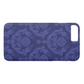 Luxe blauwe bloemendamaskbehang Case-Mate iPhone case (Achterkant (Horizontaal))