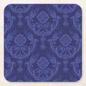 Luxe blauwe damesbehang vierkante kartonnen onderzetter (Voorkant)