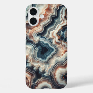 Luxe blauwe en amber agaat telefoonhoes - Ingewikk iPhone 16 Plus Hoesje