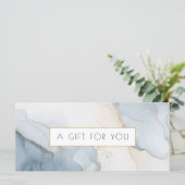 Luxe blauwe gouden marmeren QR-code cadeaubon (Staand voorkant)