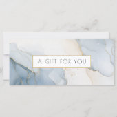 Luxe blauwe gouden marmeren QR-code cadeaubon (Voorkant)
