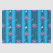 Luxe blauwe kerstsnowflakes en rendiervis tissuepapier (Voorkant)