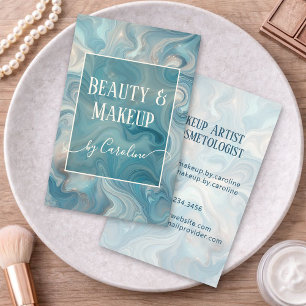 Luxe Blauwe Marmeren Make-up Artiest & Haarstylist Visitekaartje