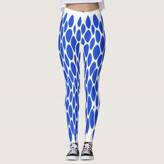 Luxe Blauwe Python Huidpatroon Leggings (Voorkant)