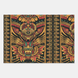 Luxe Blauwgroen "Aztec Dream" Glossy Wrapping Shee Inpakpapier Vel