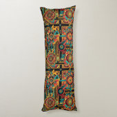 Luxe Blauwgroen "Aztec Dream" pluche body kussen (Achterkant (Verticaal))