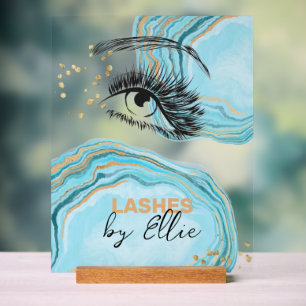 Luxe Blauwgroen gouden marmeren wimperextensie mak Acryl Bord