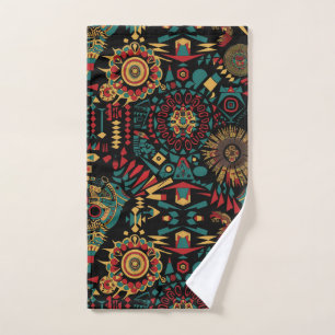 Luxe Blauwgroen "Heritage-Inspired Patterns" Soft Handdoek