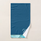 Luxe Blauwgroen Ocean Blue Marble Monogram Naam Bad Handdoek (Handdoek)