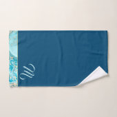 Luxe Blauwgroen Ocean Blue Marble Monogram Naam Bad Handdoek (Handdoek)
