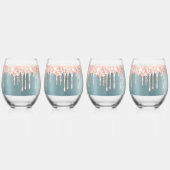 Luxe blauwgroen roos gouden glitter druppels Drink Wijnglas Zonder Voet (Links)
