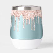 Luxe blauwgroen roos gouden glitter druppels Water (Achterkant)