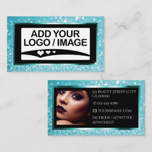 Luxe Blauwgroen Sparkling Glitter Lijst Logo en fo Visitekaartje