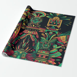 Luxe Blauwgroen "voorouderlijk paradigma" feesteli Cadeaupapier