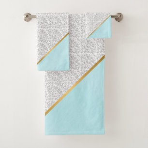 LUXE BLEU BLEU VINTAGE JEU DE SERVIETTES EN OR FLO