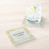 Luxe Bloei Chic Winter Wit En Gouden Bruiloft Glazen Onderzetter (Schuin)