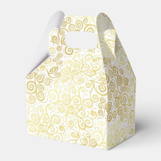 Luxe bloeien chique winter wit en goud bruiloft bedankdoosjes (Achterkant)