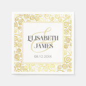 Luxe bloeien chique winter wit en goud bruiloft servet (Voorkant)