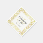 Luxe bloeien chique winter wit en goud bruiloft servet (Hoek)