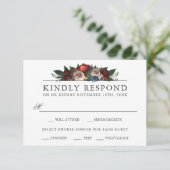 Luxe Bloem Bruiloft RSVP met keuze voor het diner (Staand voorkant)