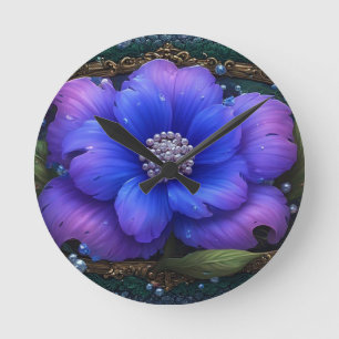 Luxe Bloem Met Sierlijk Frame Ronde Klok