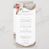 Luxe Bloemen Marmeren Bruiloft Menu (Voorkant / Achterkant)