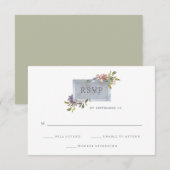 Luxe Bloemen | Mosgroen Waterverf Huwelijks RSVP Kaartje (Voorkant / Achterkant)